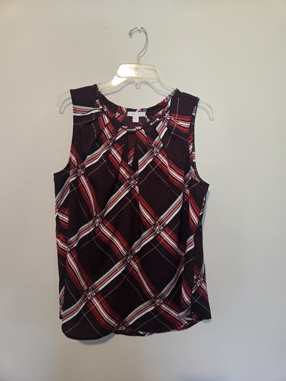 New York & Company Black and Red Plaid Sleeveless Camisole